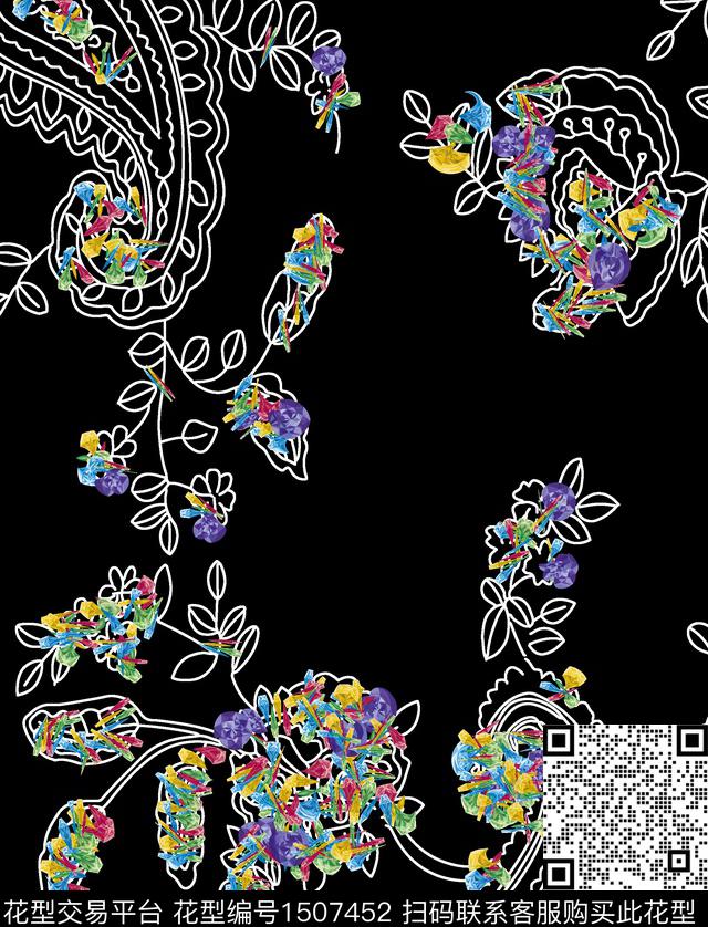 腰果钻石.jpg - 1507452 - 佩斯利 珠宝宝石 炫彩 - 数码印花花型 － 女装花型设计 － 瓦栏