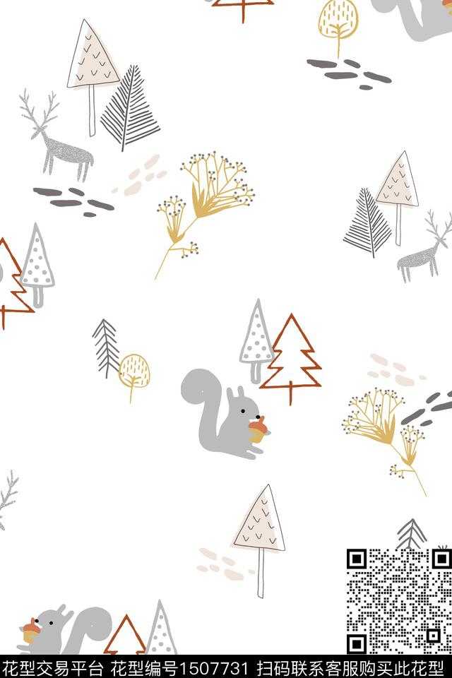 线条动物北欧数码印花花型下载（图片编号: 1507731） - 瓦栏（Walan）
