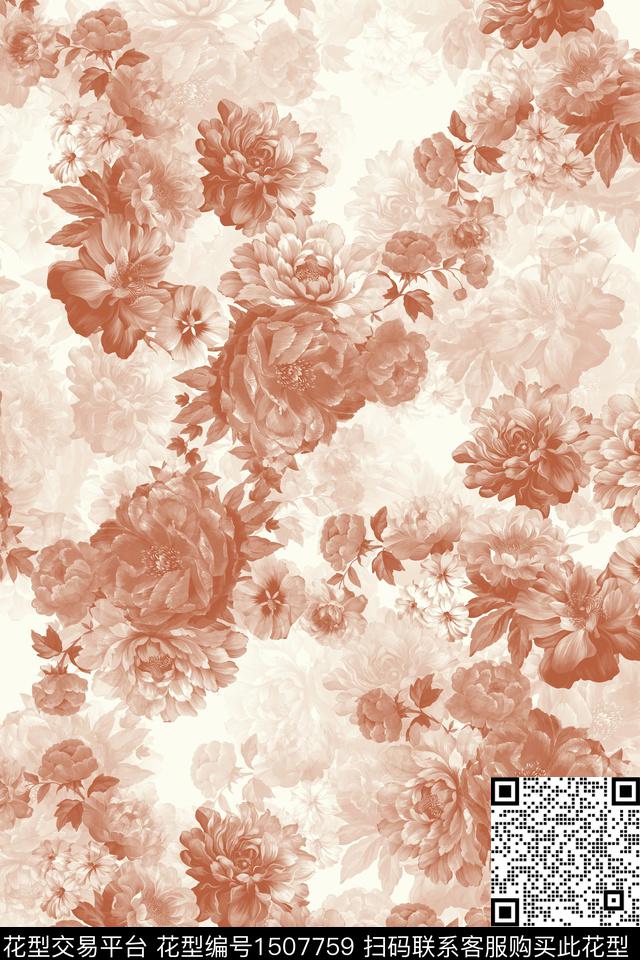 XZ3772.jpg - 1507759 - 花卉 小清新 真丝 - 数码印花花型 － 女装花型设计 － 瓦栏