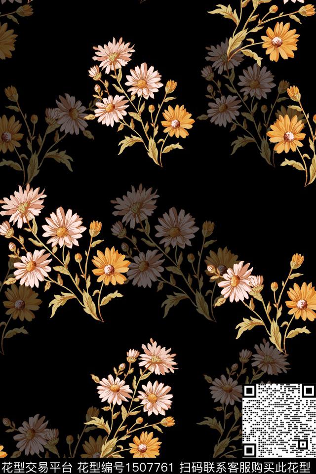 XZ3774.jpg - 1507761 - 花卉 大牌风 真丝 - 数码印花花型 － 女装花型设计 － 瓦栏