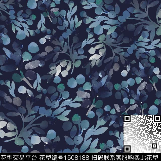 香云纱旗袍藏青数码印花花型下载（图片编号: 1508188） - 瓦栏（Walan）