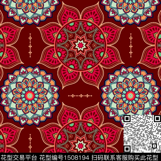 女装定位花古典花纹老年花型数码印花花型下载（图片编号: 1508194） - 瓦栏（Walan）