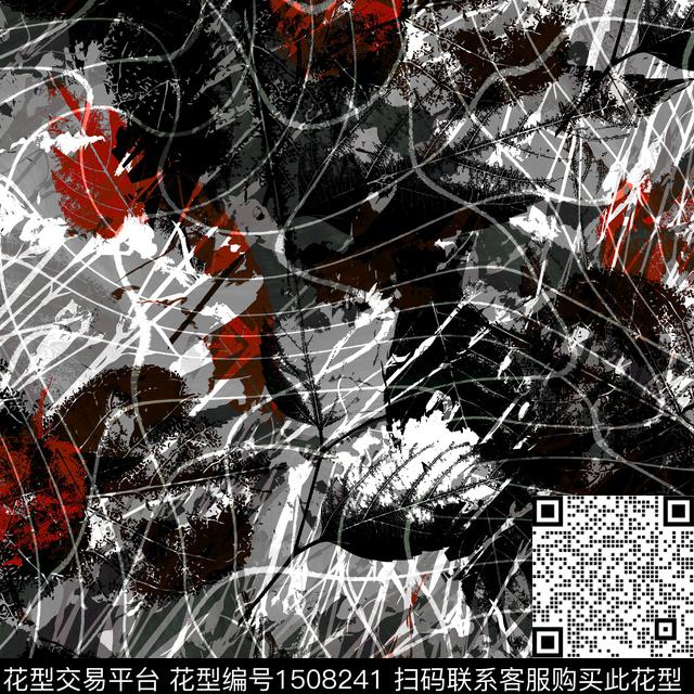 0808 (1).jpg - 1508241 - 涂鸦 线条 抽象 - 数码印花花型 － 男装花型设计 － 瓦栏