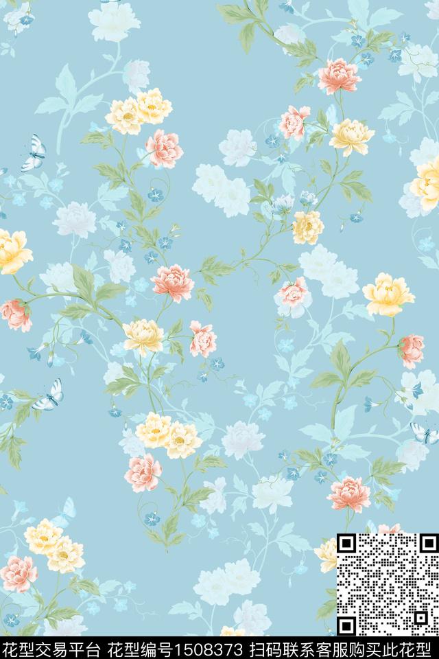 绿植树叶花卉小清新数码印花花型下载（图片编号: 1508373） - 瓦栏（Walan）