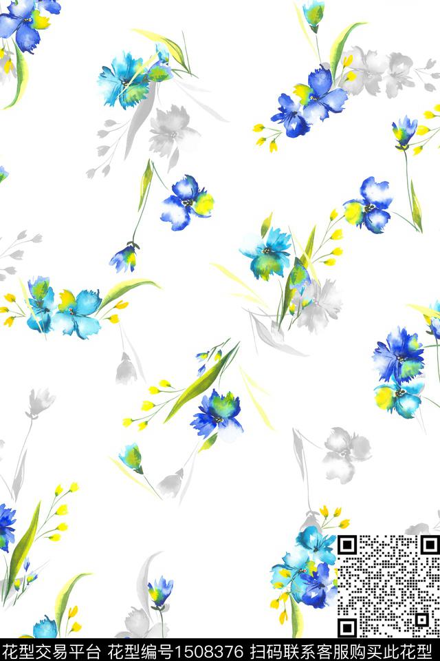 绿植树叶花卉小清新数码印花花型下载（图片编号: 1508376） - 瓦栏（Walan）