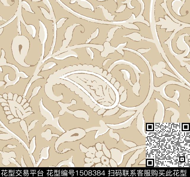 卷草民族风大牌风传统印花花型下载（图片编号: 1508384） - 瓦栏（Walan）