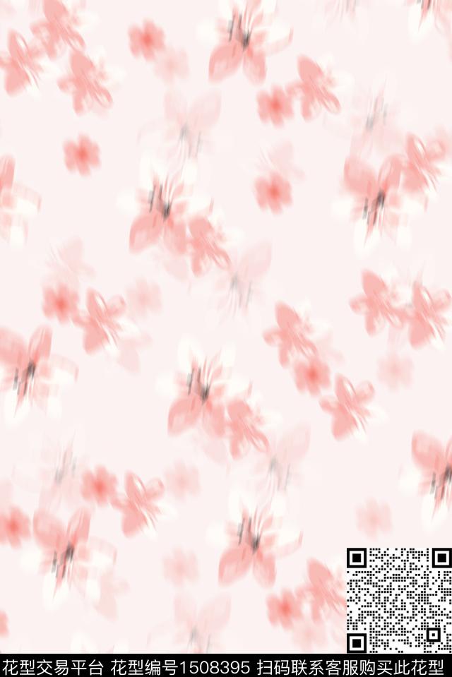 趋势花型花卉朦胧花卉数码印花花型下载（图片编号: 1508395） - 瓦栏（Walan）