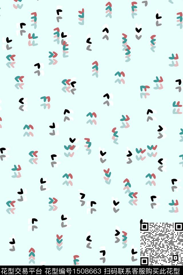 爱心几何大牌风数码印花花型下载（图片编号: 1508663） - 瓦栏（Walan）