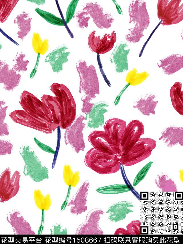 0810 (3).jpg - 1508667 - 抽象花卉 油画花型 手绘花卉 - 数码印花花型 － 女装花型设计 － 瓦栏