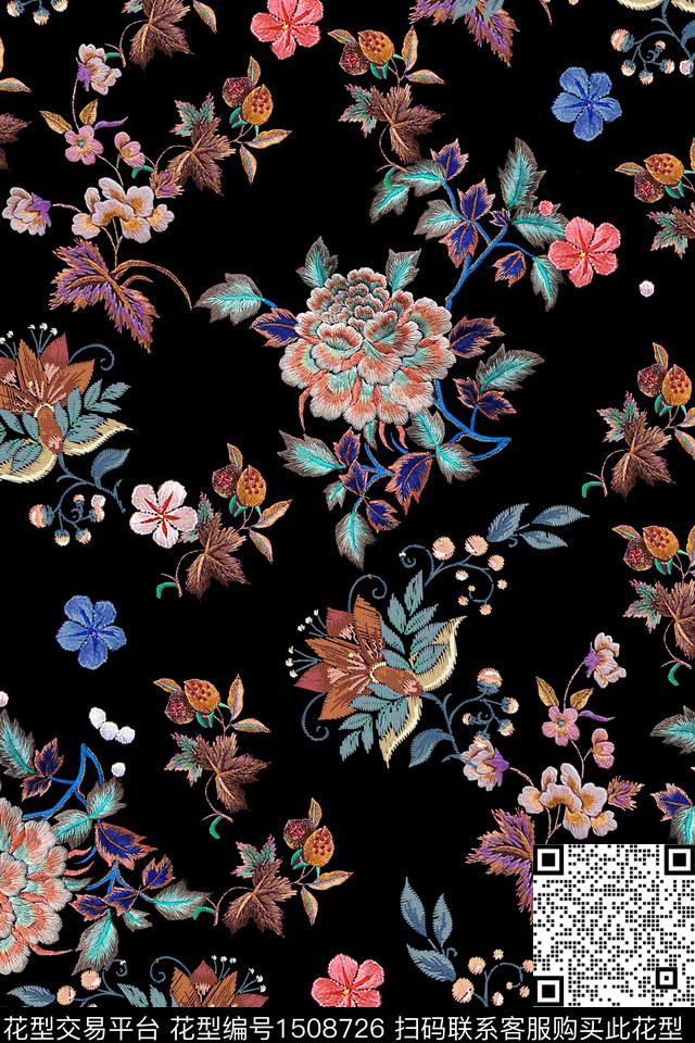 花卉真丝小碎花数码印花花型下载（图片编号: 1508726） - 瓦栏（Walan）