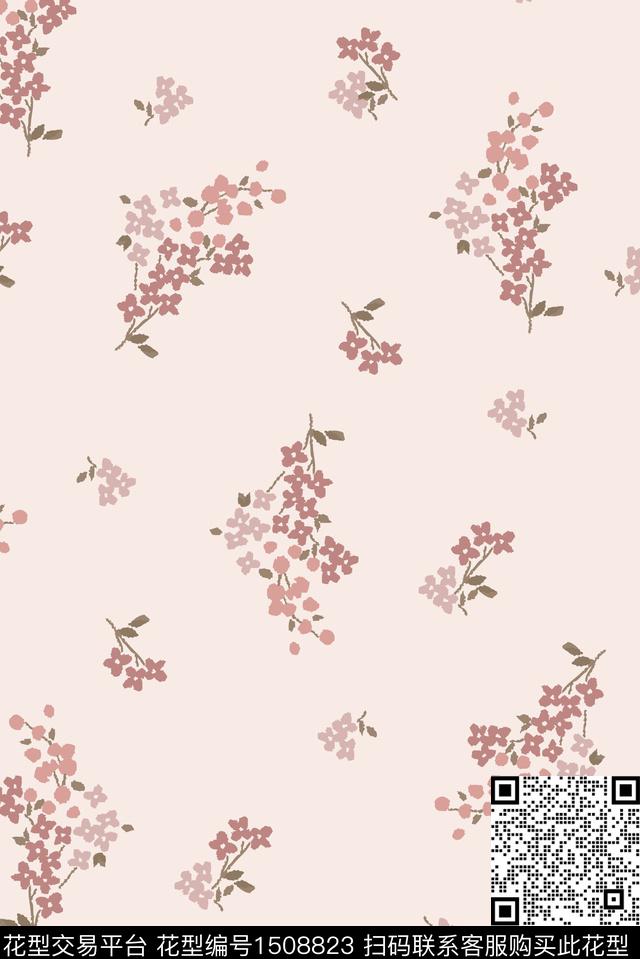 趋势花型满天星花卉数码印花花型下载（图片编号: 1508823） - 瓦栏（Walan）