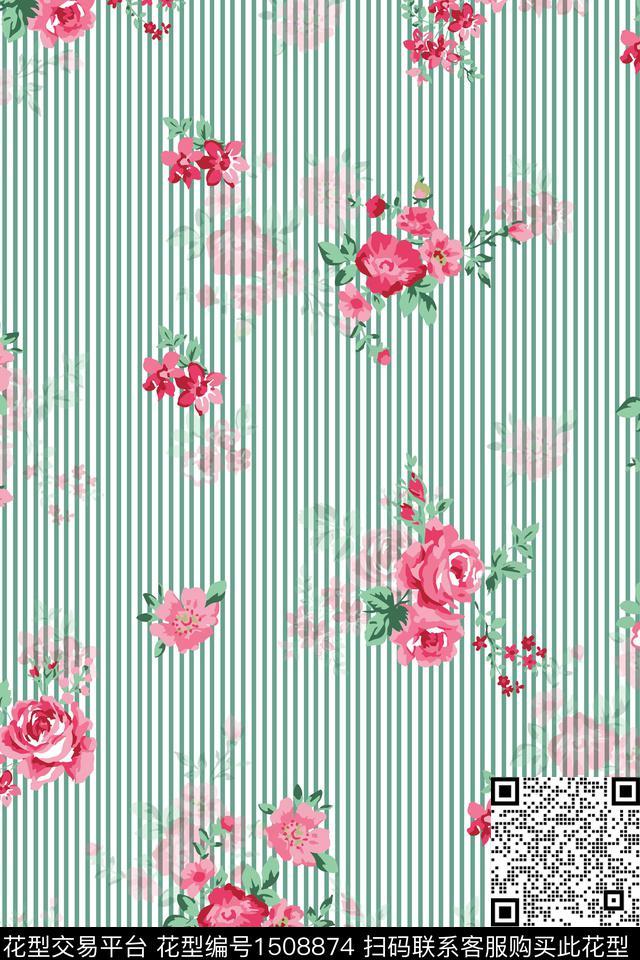 XZ3803.jpg - 1508874 - 格子 花卉 小清新 - 数码印花花型 － 女装花型设计 － 瓦栏