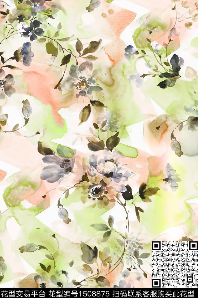 XZ3804.jpg - 1508875 - 花卉 抽象 真丝 - 数码印花花型 － 女装花型设计 － 瓦栏