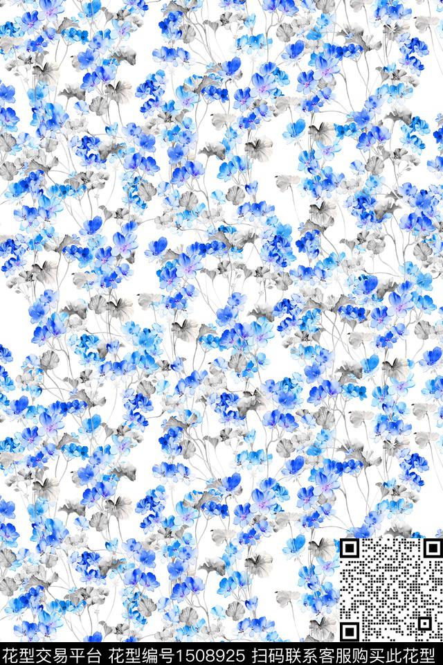 花卉大牌风小清新数码印花花型下载（图片编号: 1508925） - 瓦栏（Walan）
