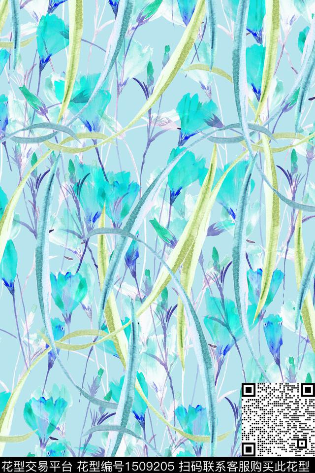 绿植树叶花卉大牌风数码印花花型下载（图片编号: 1509205） - 瓦栏（Walan）