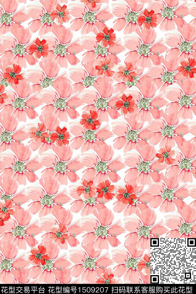 绿植树叶花卉大牌风数码印花花型下载（图片编号: 1509207） - 瓦栏（Walan）