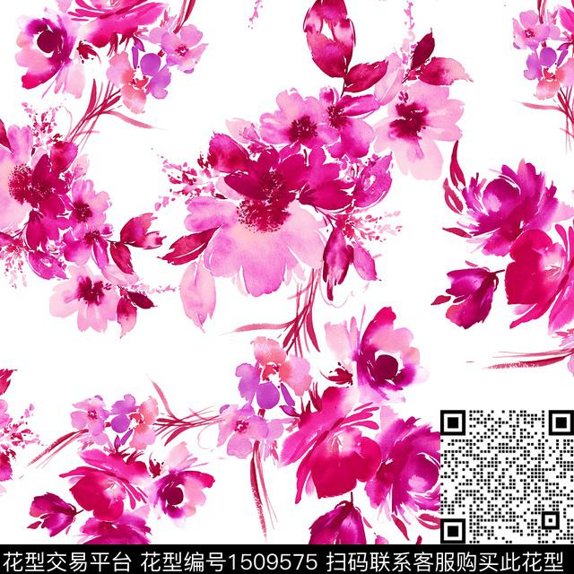 大牌风手绘花卉2023数码印花花型下载（图片编号: 1509575） - 瓦栏（Walan）