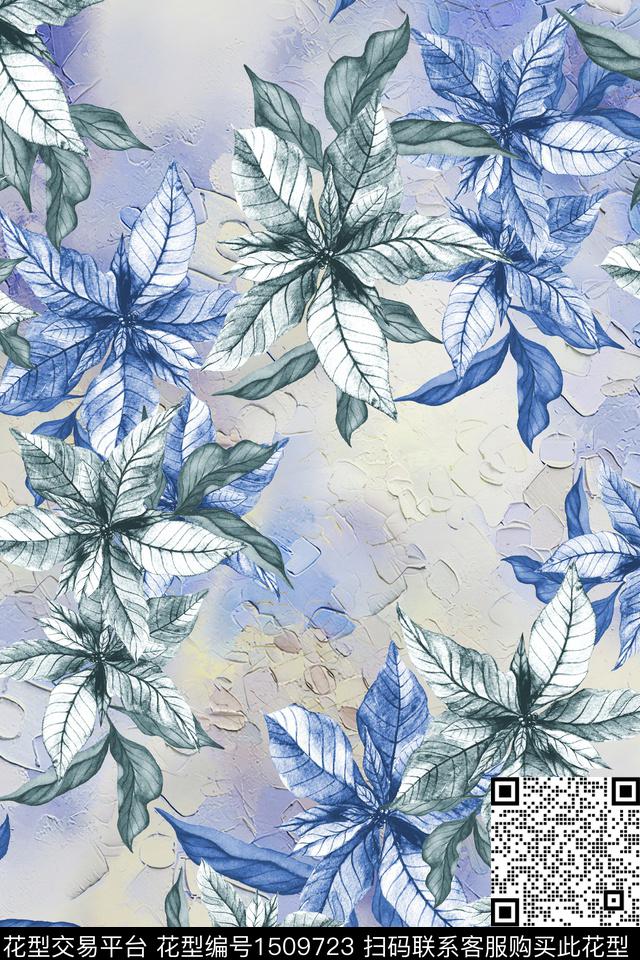 肌理花卉大牌风数码印花花型下载（图片编号: 1509723） - 瓦栏（Walan）