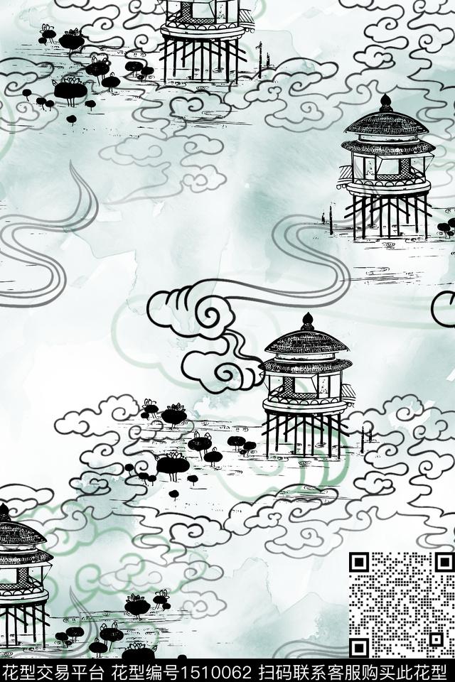水彩建筑肌理数码印花花型下载（图片编号: 1510062） - 瓦栏（Walan）