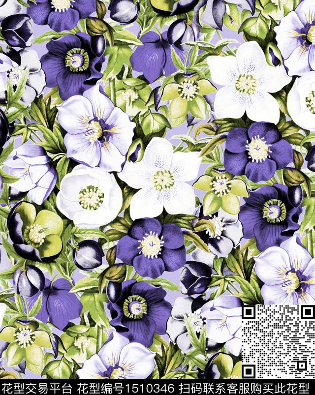 玫瑰花月季花2023春夏数码印花花型下载（图片编号: 1510346） - 瓦栏（Walan）