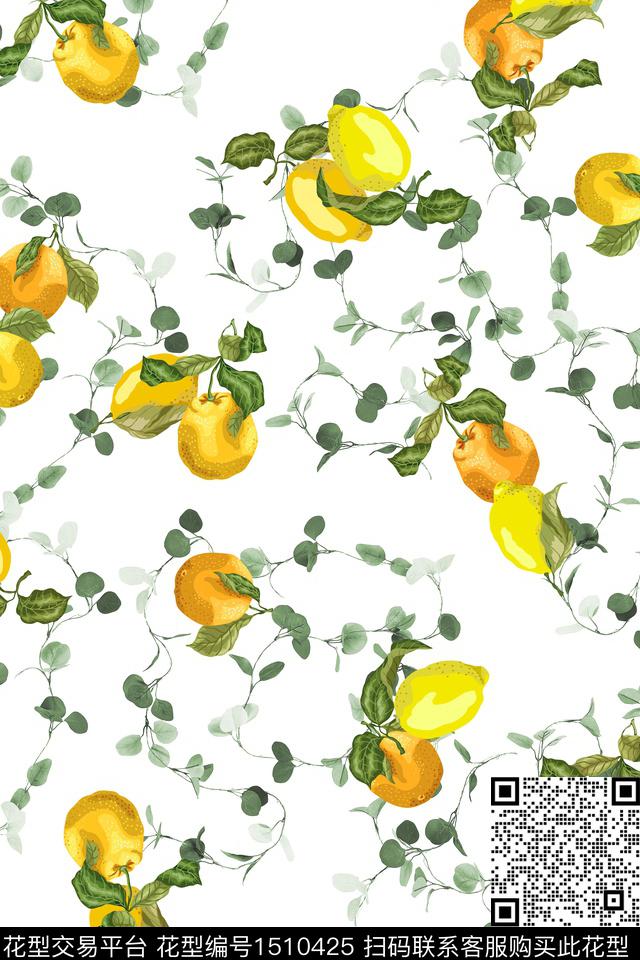 Z13218.jpg - 1510425 - 柠檬 水果 大牌风 - 数码印花花型 － 女装花型设计 － 瓦栏