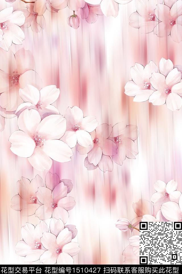 花卉大牌风小清新数码印花花型下载（图片编号: 1510427） - 瓦栏（Walan）