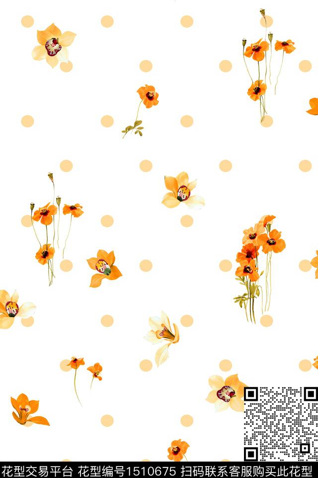 花卉大牌风小清新数码印花花型下载（图片编号: 1510675） - 瓦栏（Walan）
