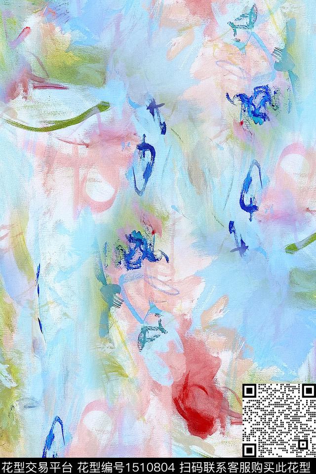 肌理抽象小清新数码印花花型下载（图片编号: 1510804） - 瓦栏（Walan）