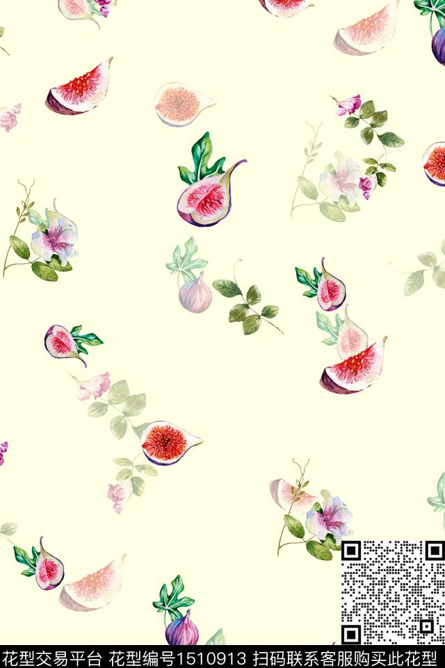 XZ3887.jpg - 1510913 - 水果 小清新 真丝 - 数码印花花型 － 女装花型设计 － 瓦栏