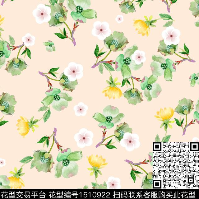 绿植树叶花卉中国风数码印花花型下载（图片编号: 1510922） - 瓦栏（Walan）