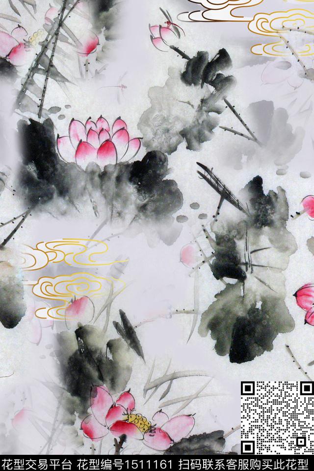 香云纱旗袍中国风数码印花花型下载（图片编号: 1511161） - 瓦栏（Walan）