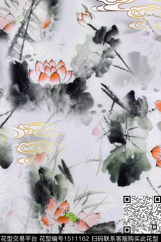 香云纱旗袍中国风数码印花花型下载（图片编号: 1511162） - 瓦栏（Walan）