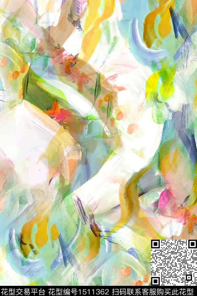 肌理抽象小清新数码印花花型下载（图片编号: 1511362） - 瓦栏（Walan）