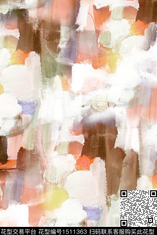 肌理抽象小清新数码印花花型下载（图片编号: 1511363） - 瓦栏（Walan）