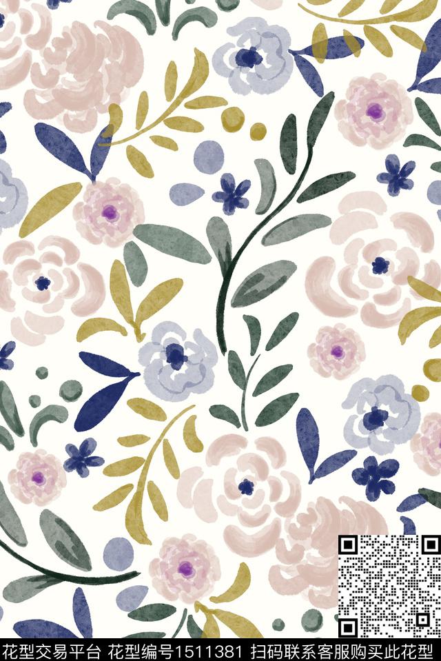 花卉手绘小碎花数码印花花型下载（图片编号: 1511381） - 瓦栏（Walan）