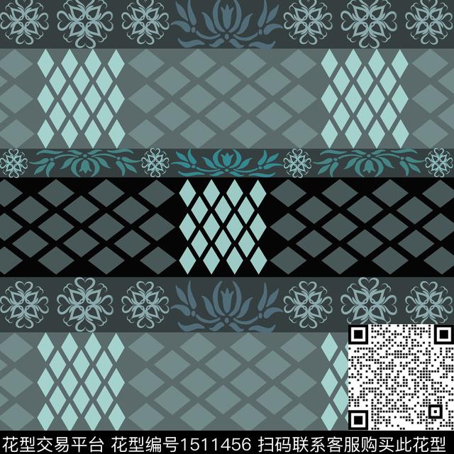 民族风男装费尔岛传统印花花型下载（图片编号: 1511456） - 瓦栏（Walan）