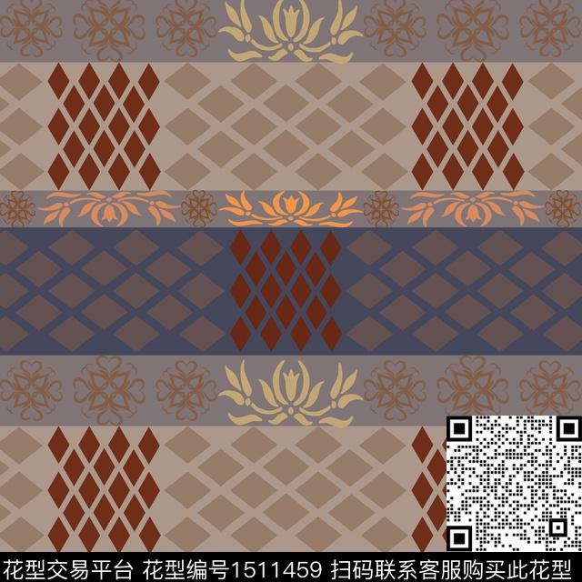 民族风男装费尔岛传统印花花型下载（图片编号: 1511459） - 瓦栏（Walan）