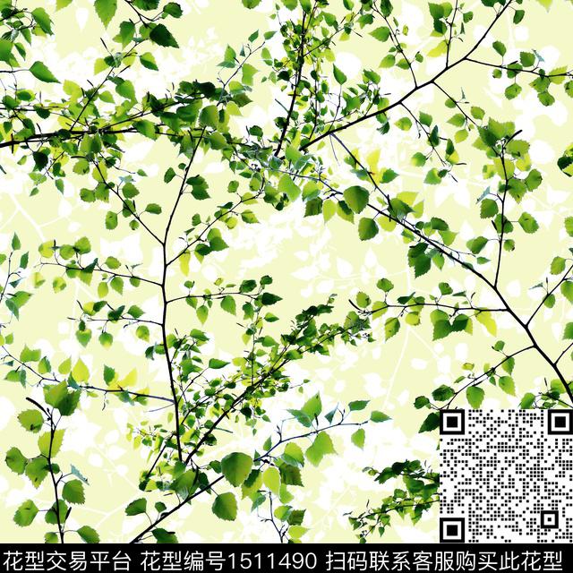 R2103064A.jpg - 1511490 - 绿色 小清新 绿植树叶 - 数码印花花型 － 女装花型设计 － 瓦栏