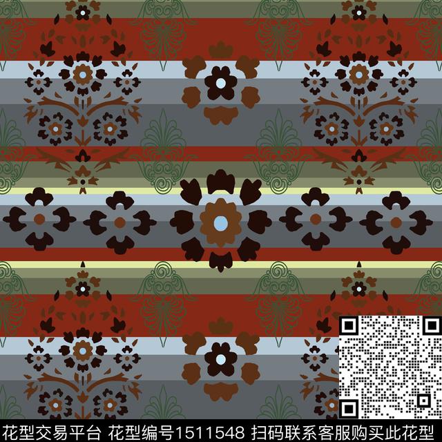 民族风男装费尔岛传统印花花型下载（图片编号: 1511548） - 瓦栏（Walan）