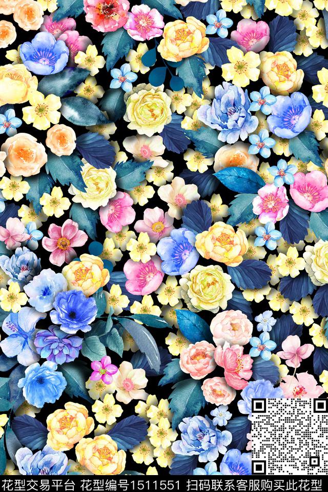 女装花卉植物数码印花花型下载（图片编号: 1511551） - 瓦栏（Walan）
