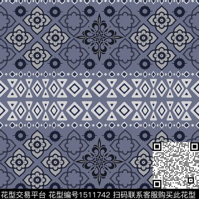 民族风男装费尔岛传统印花花型下载（图片编号: 1511742） - 瓦栏（Walan）