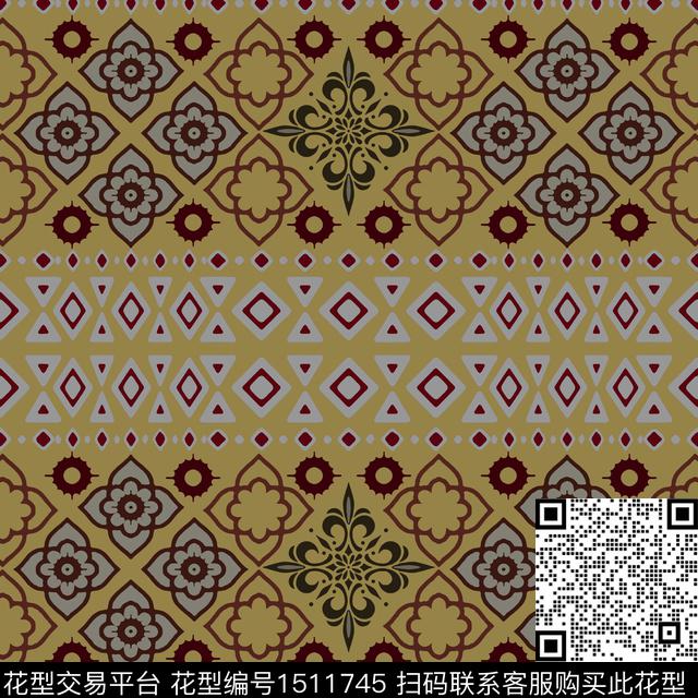 民族风男装费尔岛传统印花花型下载（图片编号: 1511745） - 瓦栏（Walan）