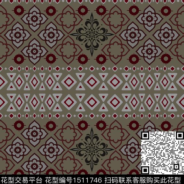 民族风男装费尔岛传统印花花型下载（图片编号: 1511746） - 瓦栏（Walan）