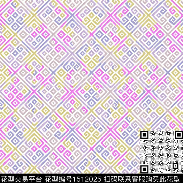 渐变几何民族风传统印花花型下载（图片编号: 1512025） - 瓦栏（Walan）