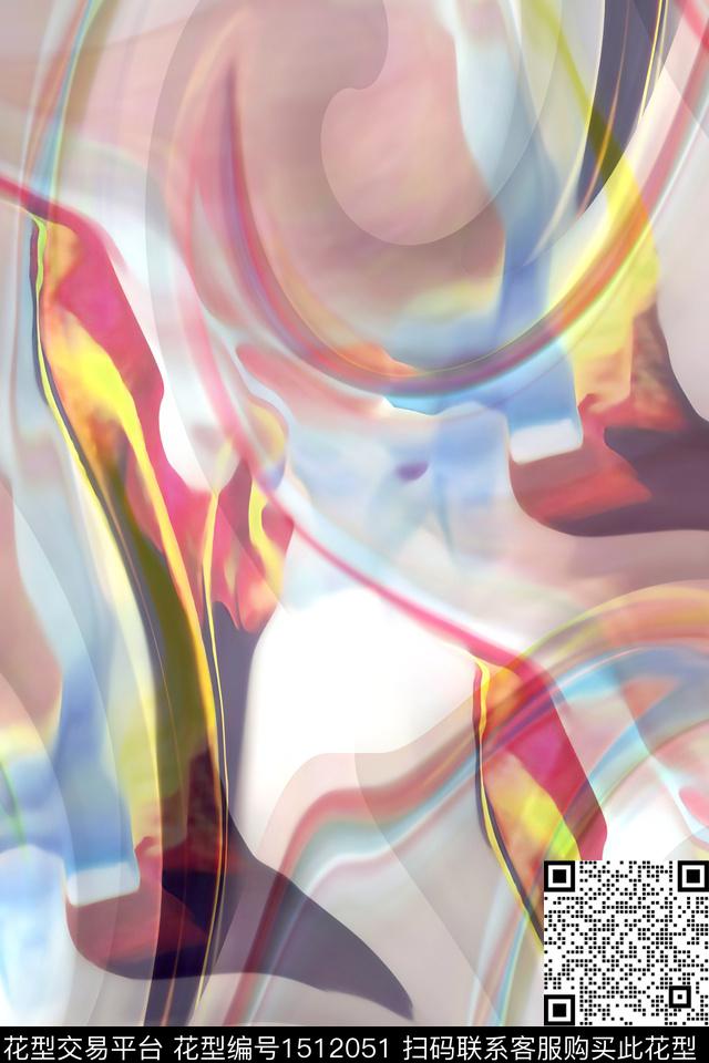 肌理抽象小清新数码印花花型下载（图片编号: 1512051） - 瓦栏（Walan）