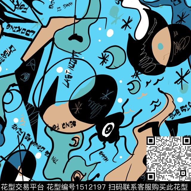 A03-1.jpg - 1512197 - 抽象 涂鸦 大牌风 - 数码印花花型 － 男装花型设计 － 瓦栏