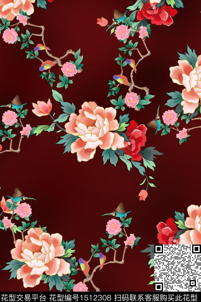 花3.jpg - 1512308 - 绿植树叶 花卉 大牌风 - 数码印花花型 － 女装花型设计 － 瓦栏