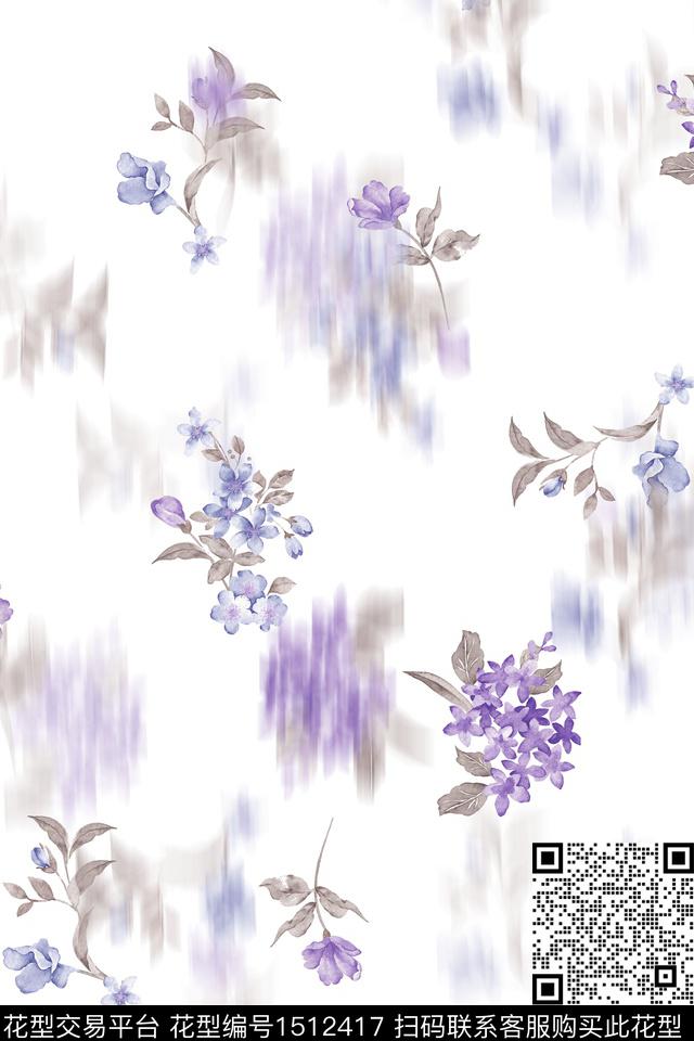 花卉大牌风小清新数码印花花型下载（图片编号: 1512417） - 瓦栏（Walan）