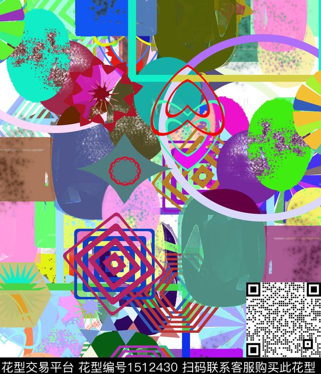 353.jpg - 1512430 - 颜色 几何 混合拼接 - 数码印花花型 － 女装花型设计 － 瓦栏