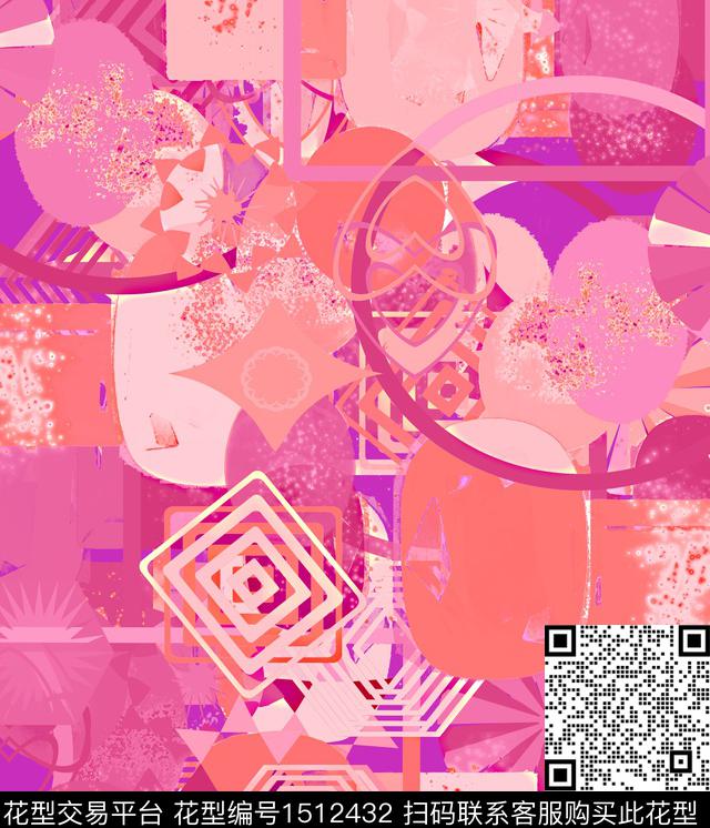 35353.jpg - 1512432 - 颜色 几何 混合拼接 - 数码印花花型 － 女装花型设计 － 瓦栏